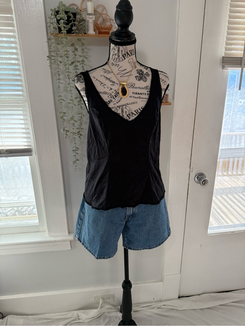 Vassarette Y2K slip tank top with ruffle trim made in USA 100% nylon size M
